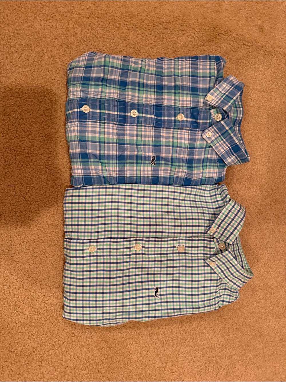 Vineyard Vines Blue & Mint Plaid Button-Down Shirts (2 Pack)